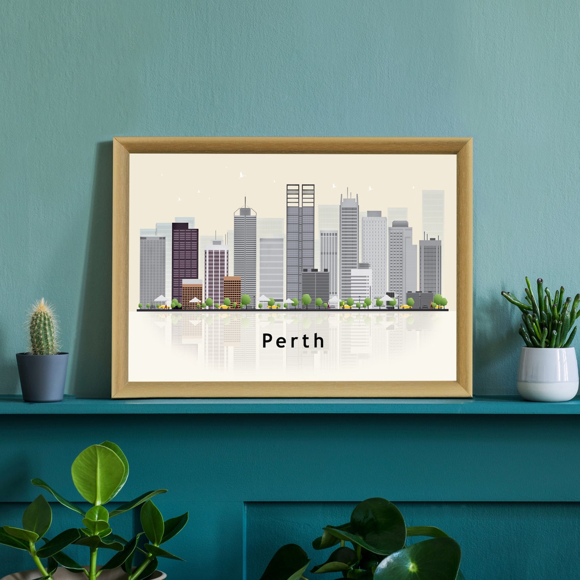 Perth Australia City Skyline Flat Vector Modern Travel Poster - Image 3