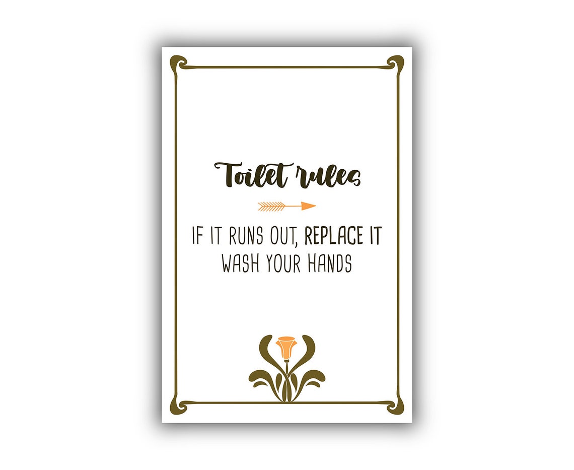 Toilet Rules Vintage Floral Cheeky Funny Bathroom Quote Poster - Image 2