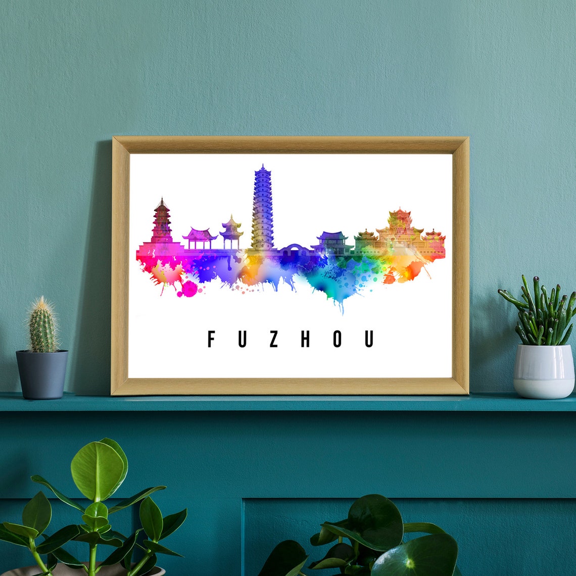 Pera Print Fuzhou China Skyline Poster Fuzhou China Poster Illustration Skyline World City Poster Cityscape Landmark Print Wall Art - Image 2