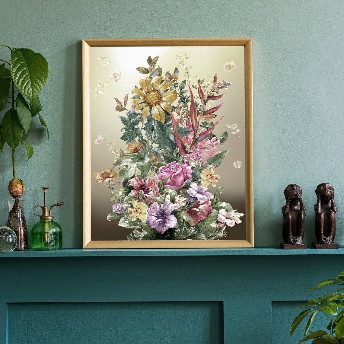 Flowers Oil Painting Flowers Still Life Poster Prints Flower Painting Prints Floral Texture Oil Painting Home Office Wall Art Decoration - Image 2