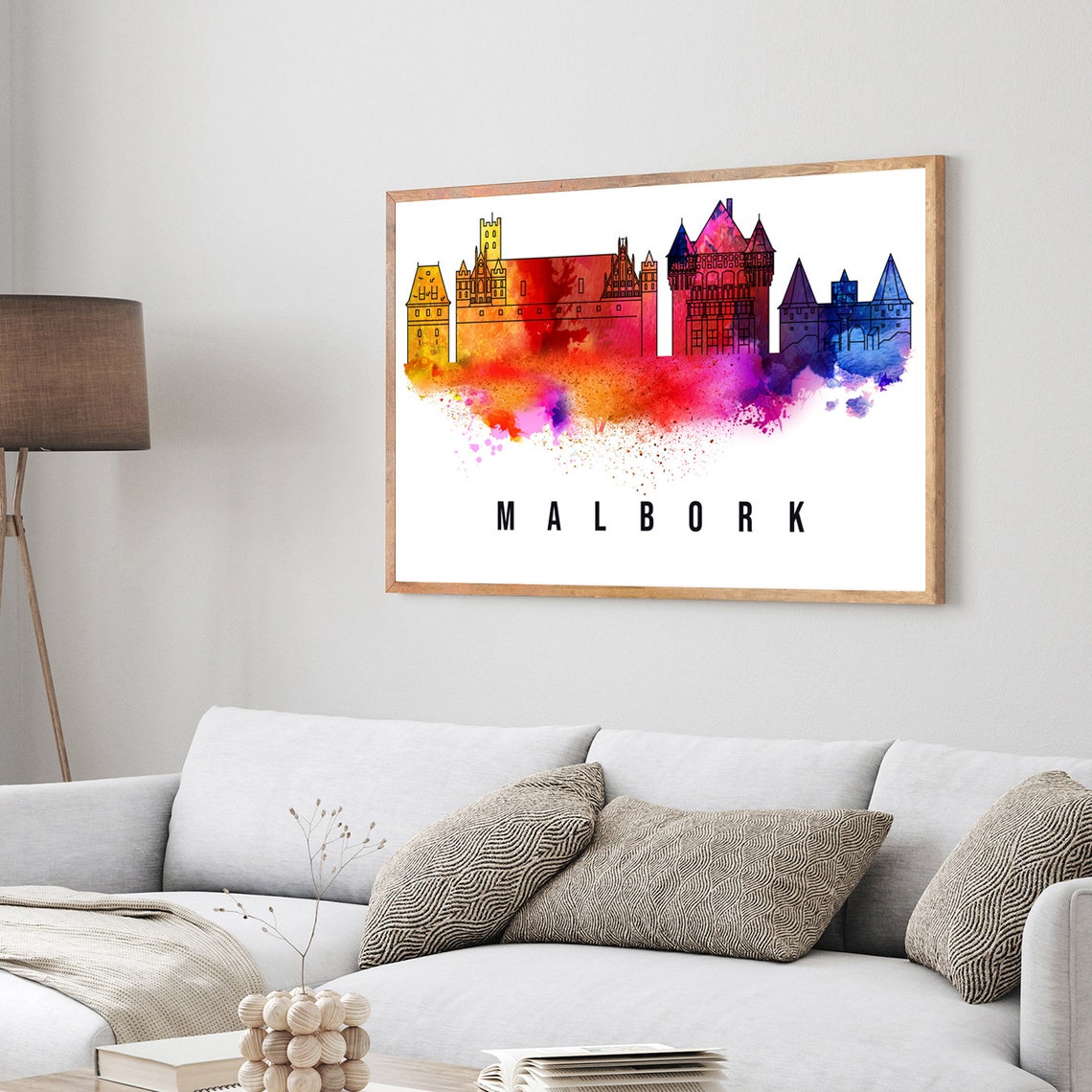 Malbork Poland Brick Castle Watercolor Landmark Skyline Poster - Image 3