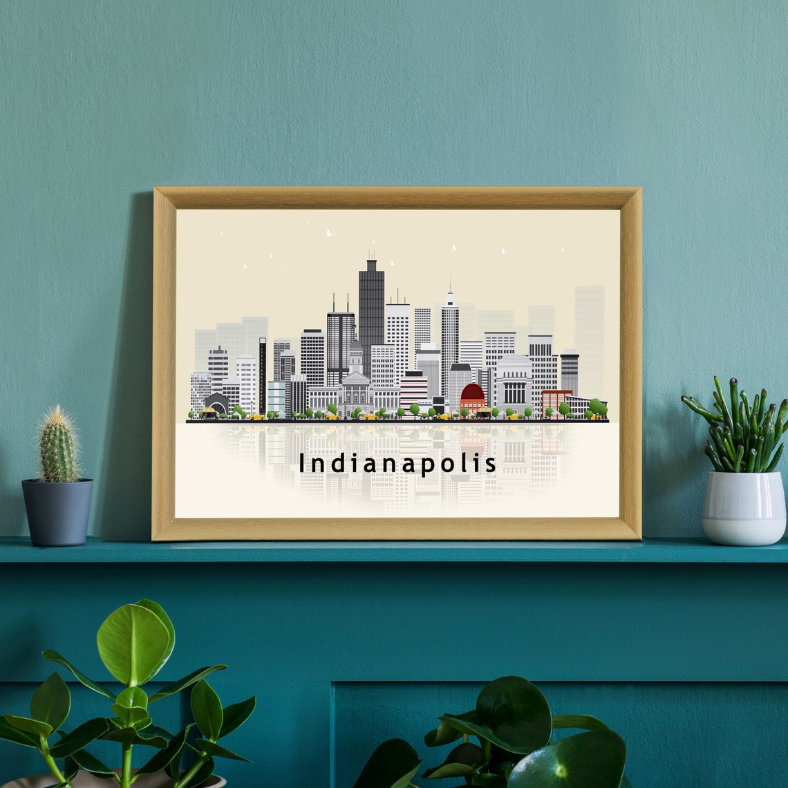 Indianapolis Indiana Downtown Skyline Vector Illustration City Poster - Image 3