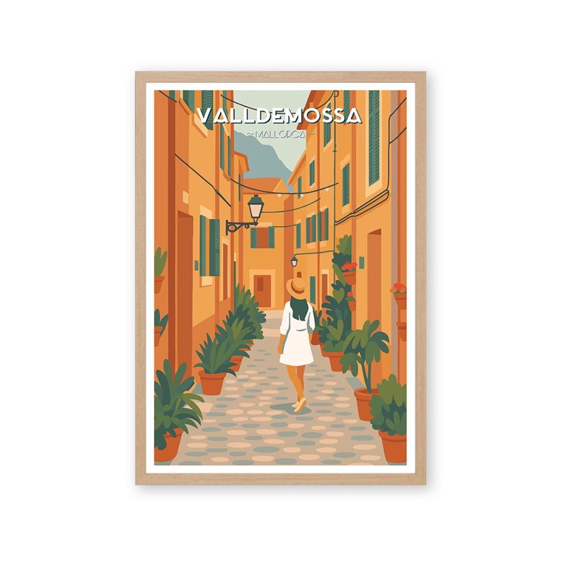 Mallorca Valldemossa Vintage Travel Poster, Mediterranean