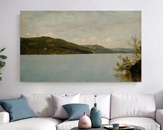 Lake Landscape Wall Art Vintage Landscape Lake And Farmhouse Poster Living Room Decor Antique Print Gift For Home