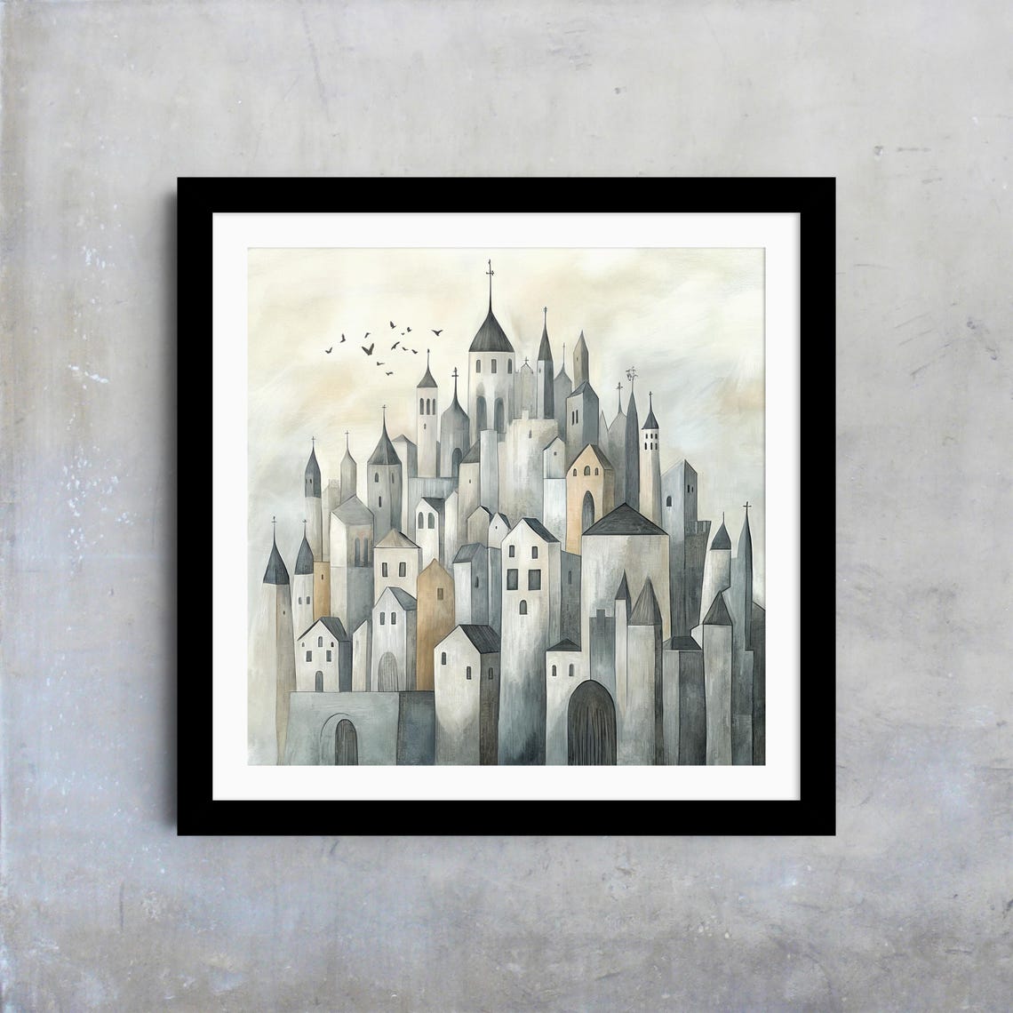 Whimsical Medieval Cityscape Towers Spires Fantasy City Art Poster - Image 4