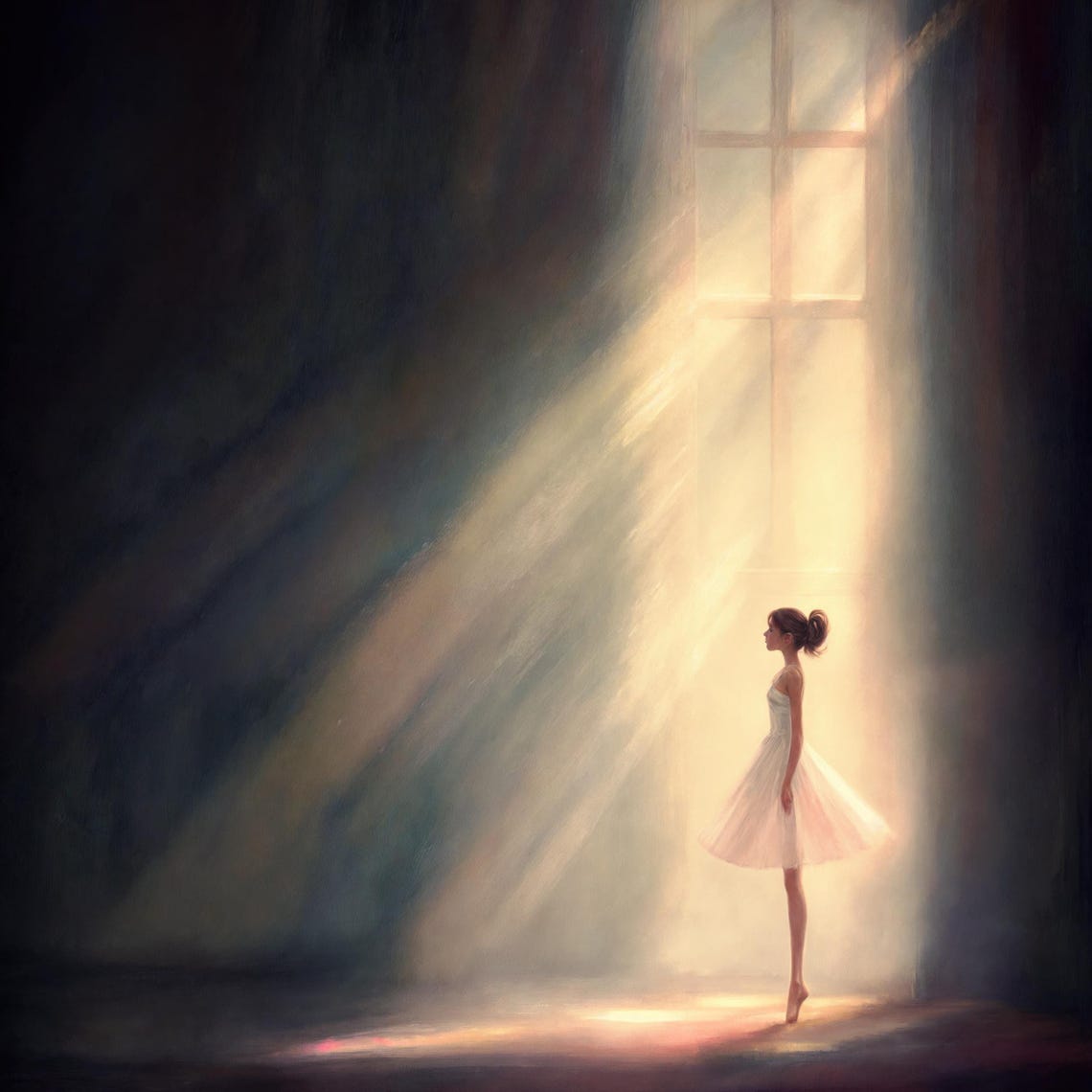 Ballerina in Spotlight Dark Stage Elegant Ballet Dancer Art Poster - Image 3