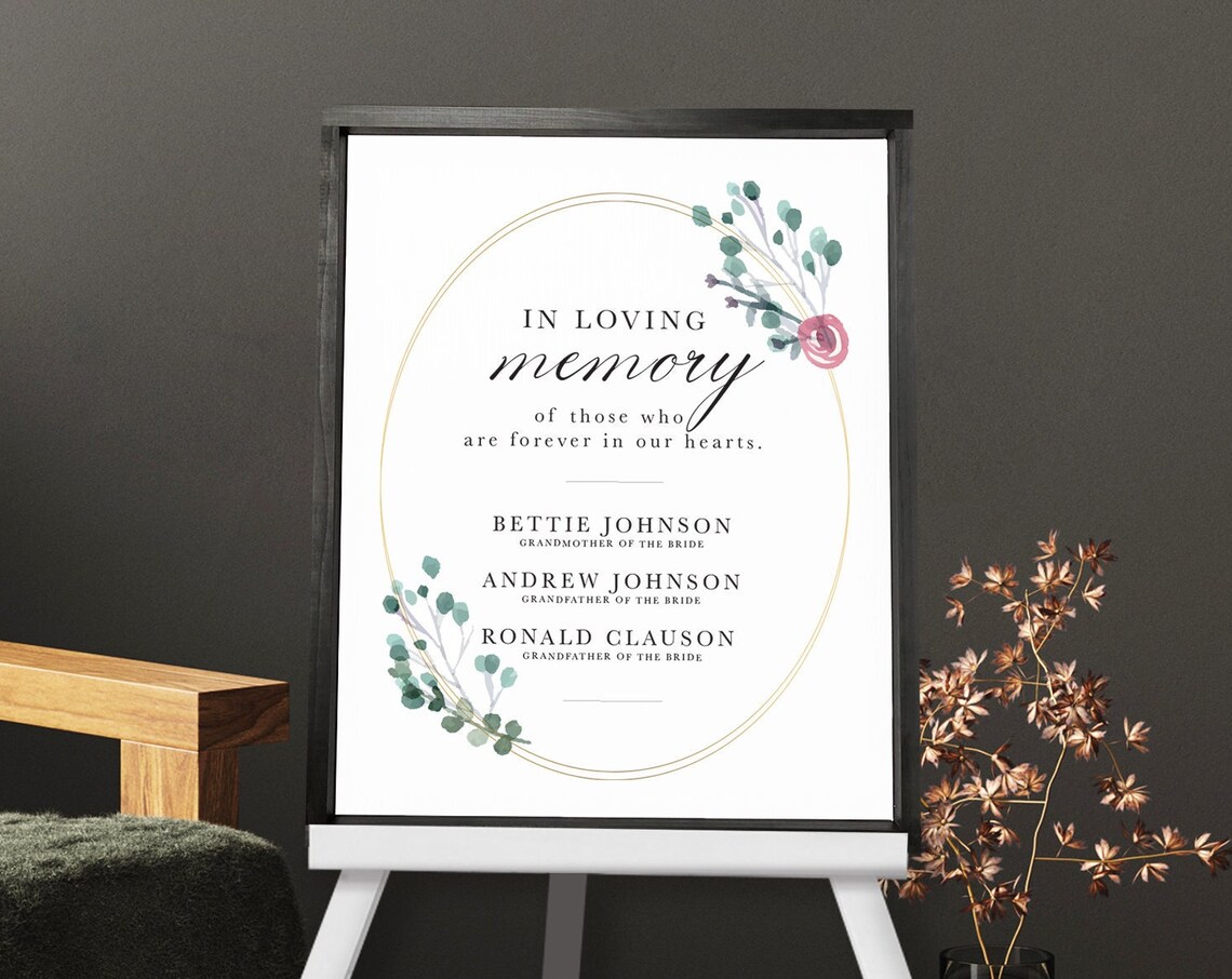 In Loving Memory Wedding Decor, Mourning Tribute