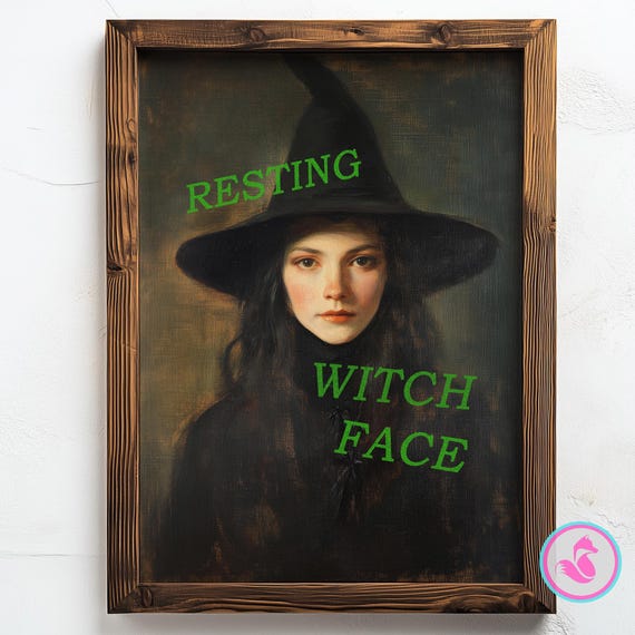 Resting Witch Face Moody Victorian Portrait Altered Art Poster