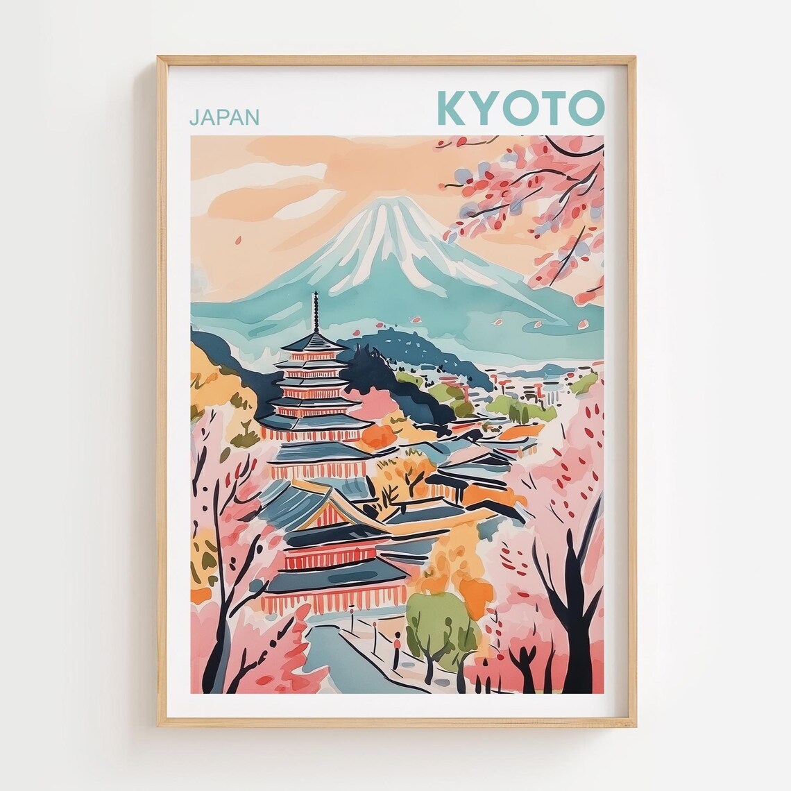 Kyoto Watercolor Cityscape Travel Poster