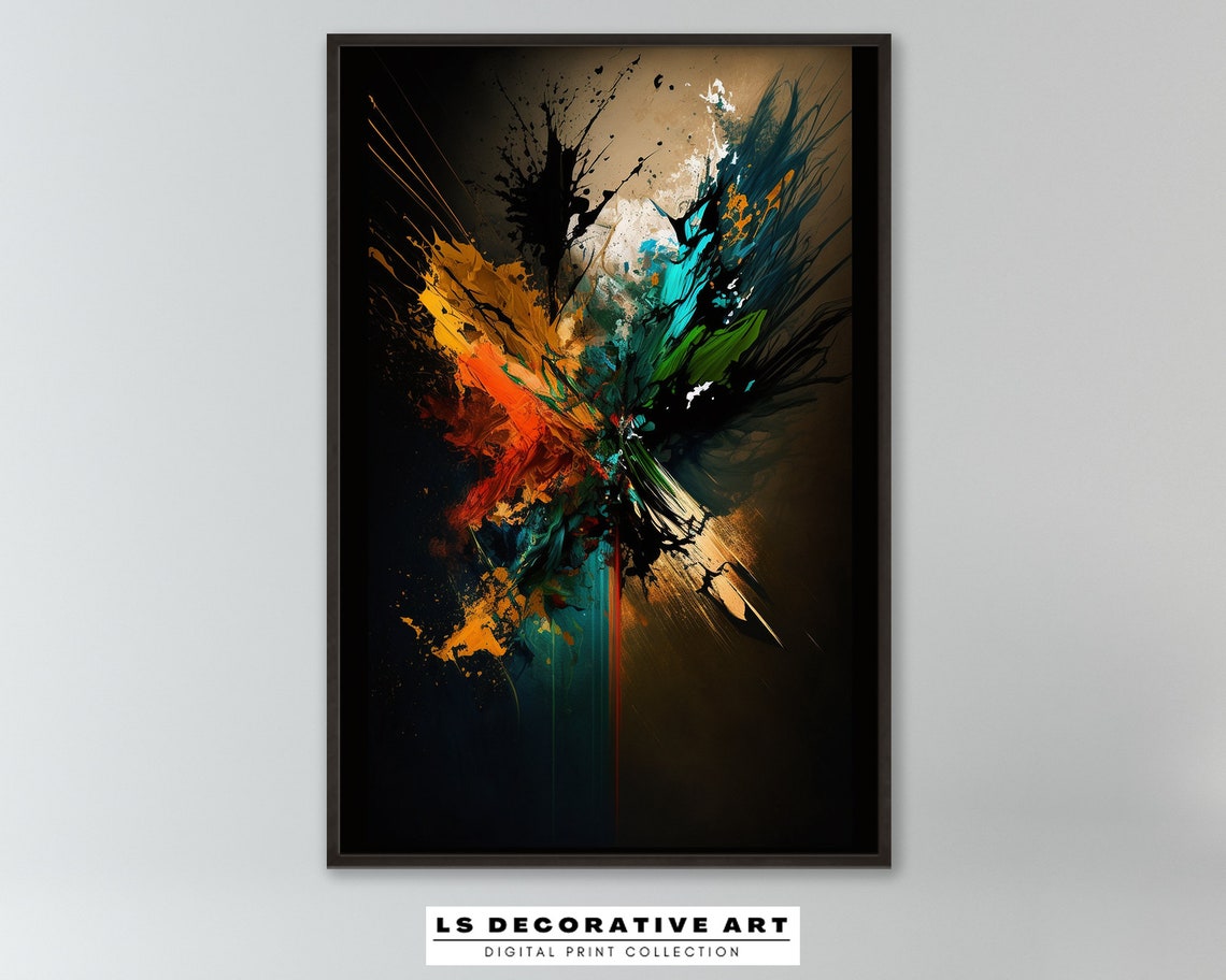 Dynamic Explosion Abstract With Colorful Burst On Black Poster