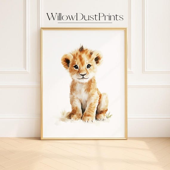 Baby Lion Wall Art Printablecute Watercolor Safari Animal Decor For Jungle Nurserykids Roombaby Shower Giftsafari Theme Partyplayroom