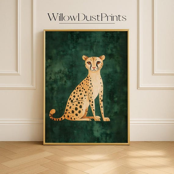 Contemporary Cheetah Wall Artbold Wildlife Illustration For Stylish Artistic Home Designmid Century Inspired Decor Eclectic Spaces