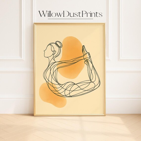 Calm Yoga Pose Line Art Minimalist Boho Meditation Figure Poster