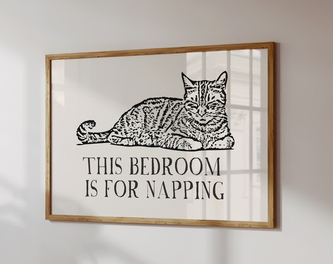 This Bedroom Is For Napping Black Cat Engraving Bedroom Poster - Image 3
