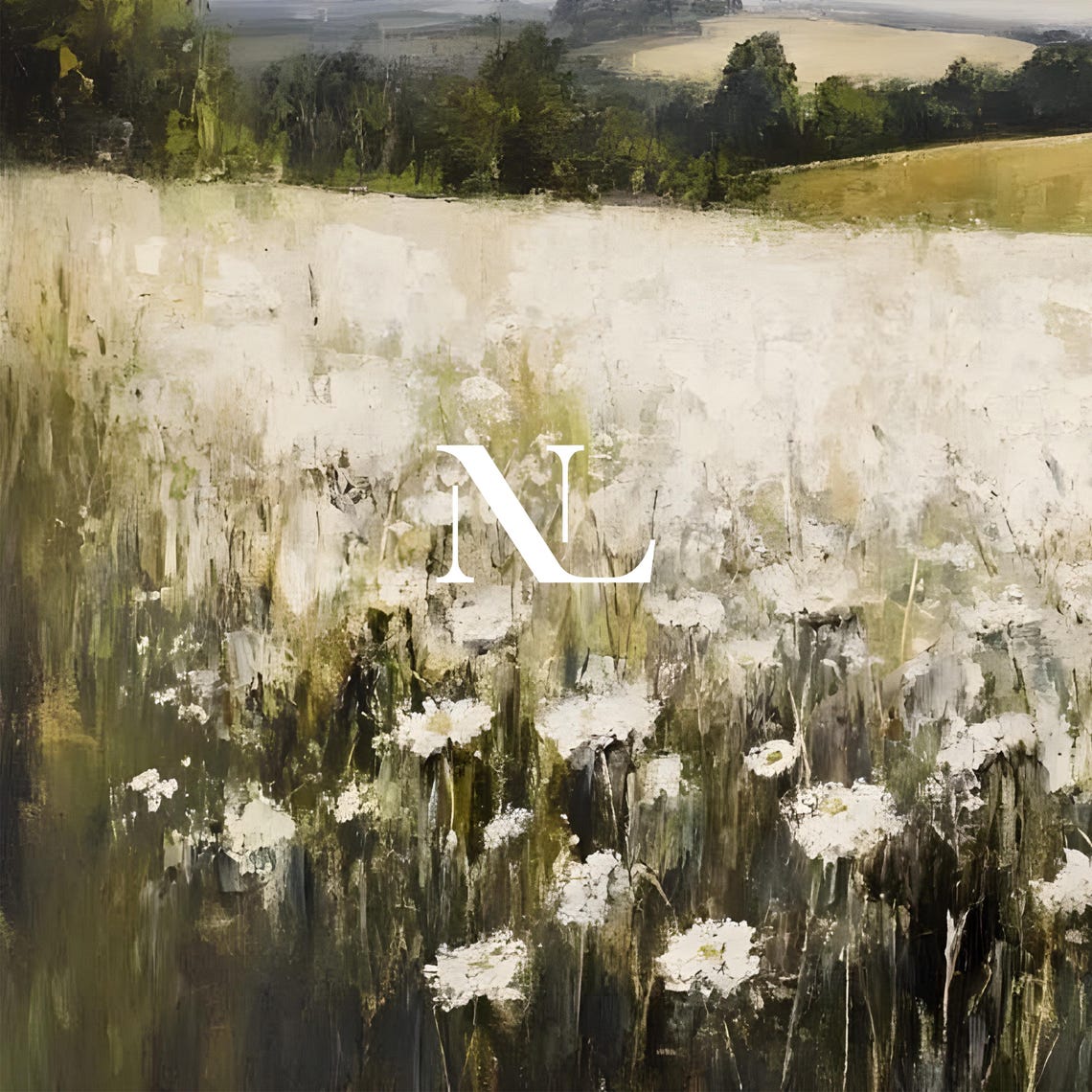 Country Farmhouse Landscape White Flowers Field Vintage Wall Art Moody Art Print Painting Country Decor - Image 6