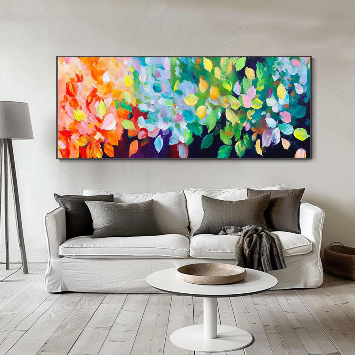 Colorful Abstract Floral Oil Painting Vibrant Textured Hand Knife Art Plant Decor Living Room Bedroom Wall Art New Home Housewarming Gift - Image 2