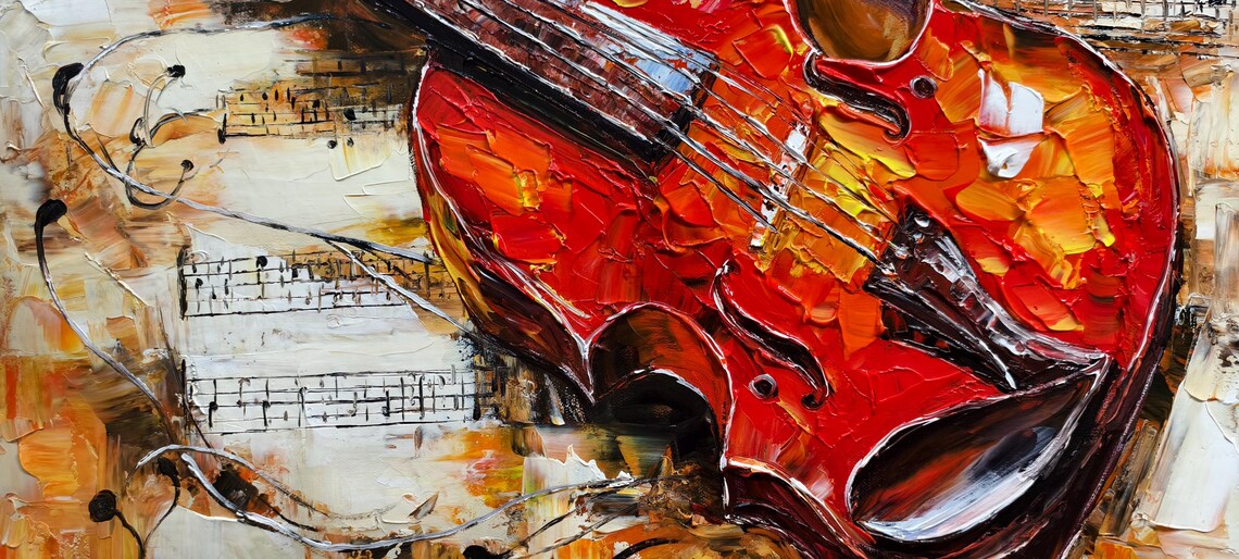 Violin Oil Painting Art Print, Music Room Decor - Image 2