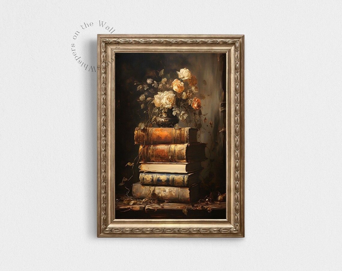 Romantic Academia Book Still Life Art Print - Image 3