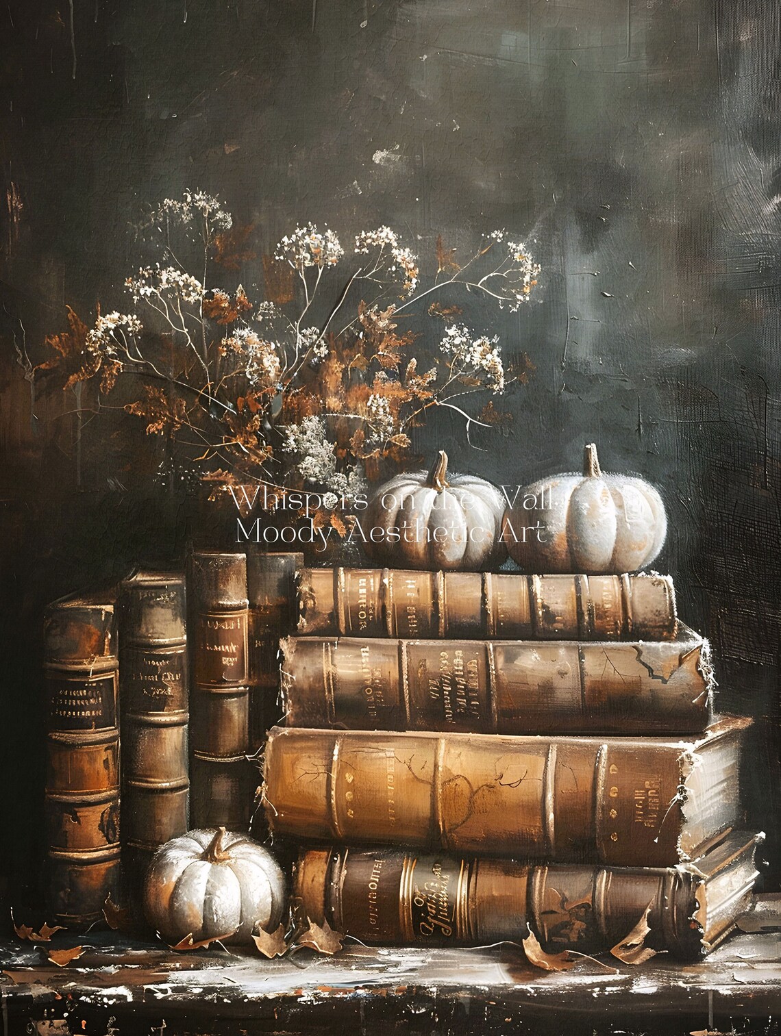Books And Pumpkins Dark Academia Art Print - Image 5