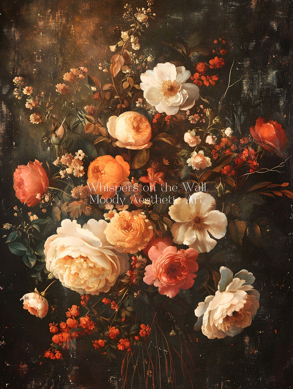 Autumn Dark Floral Painting, Vintage Botanical Art Print - Image 5