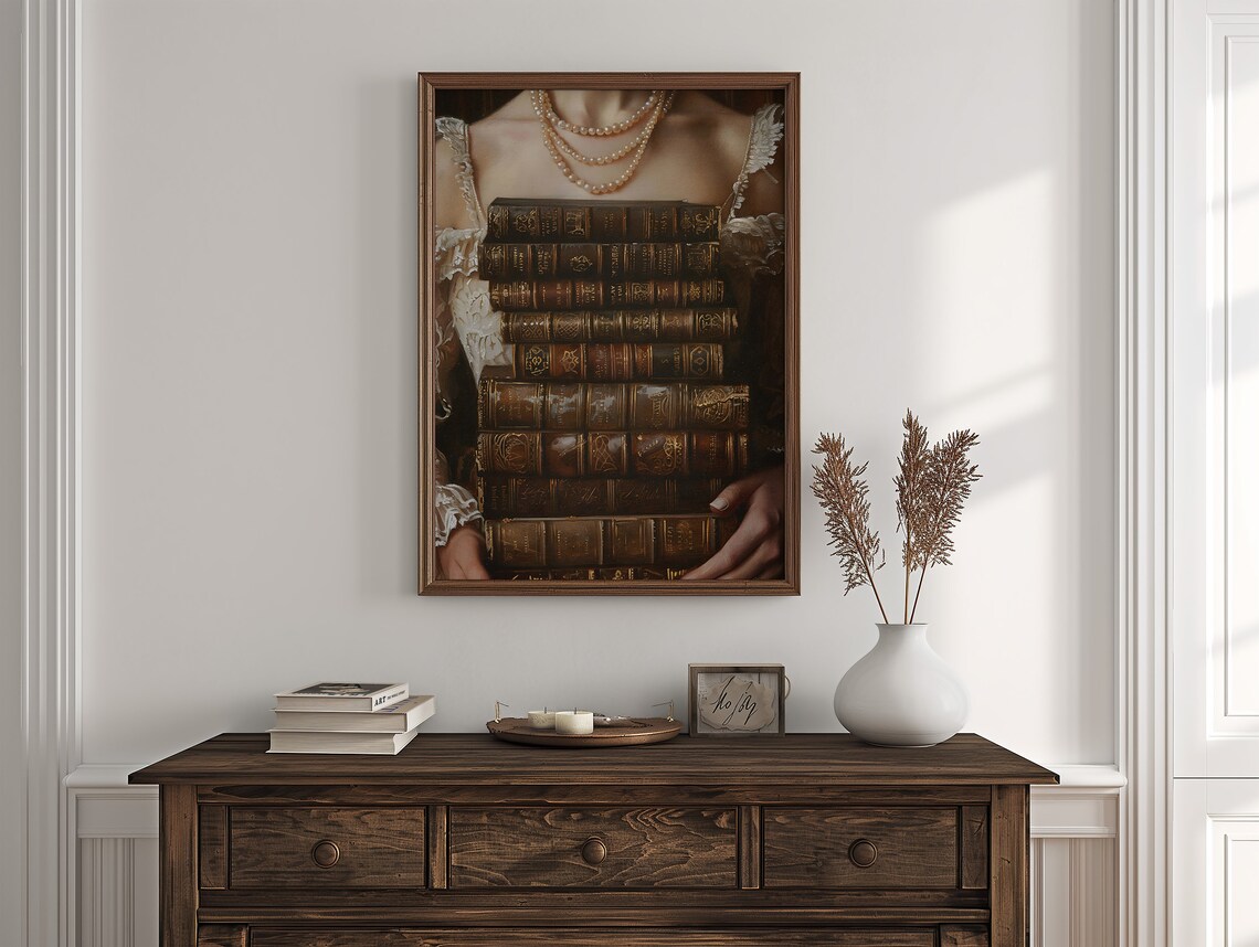 Leather Bound Books Stack Antique Still Life Art Print - Image 6
