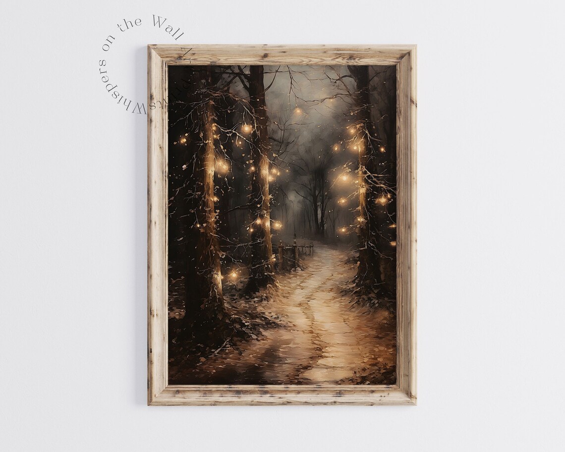 Whimsical Christmas Path Art Print, Dark Cottagecore - Image 3