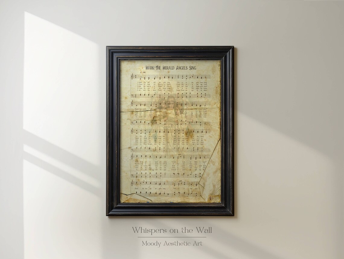 Hark the Herald Angels Sing Vintage Sheet Music Christmas Carol Poster - Image 2