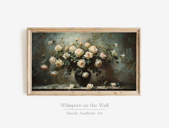 Moody Roses Frame Tv Art Romantic Goth Wall Art Dark Coquette Decor Floral Frame Tv Art Dark Aesthetic Art