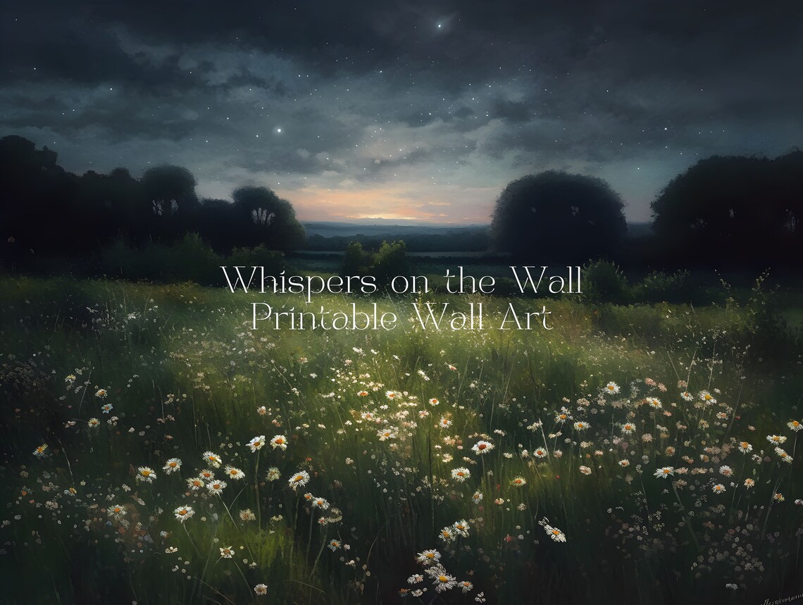 Nightscape Wildflower Landscape Art Print, Cottagecore - Image 5