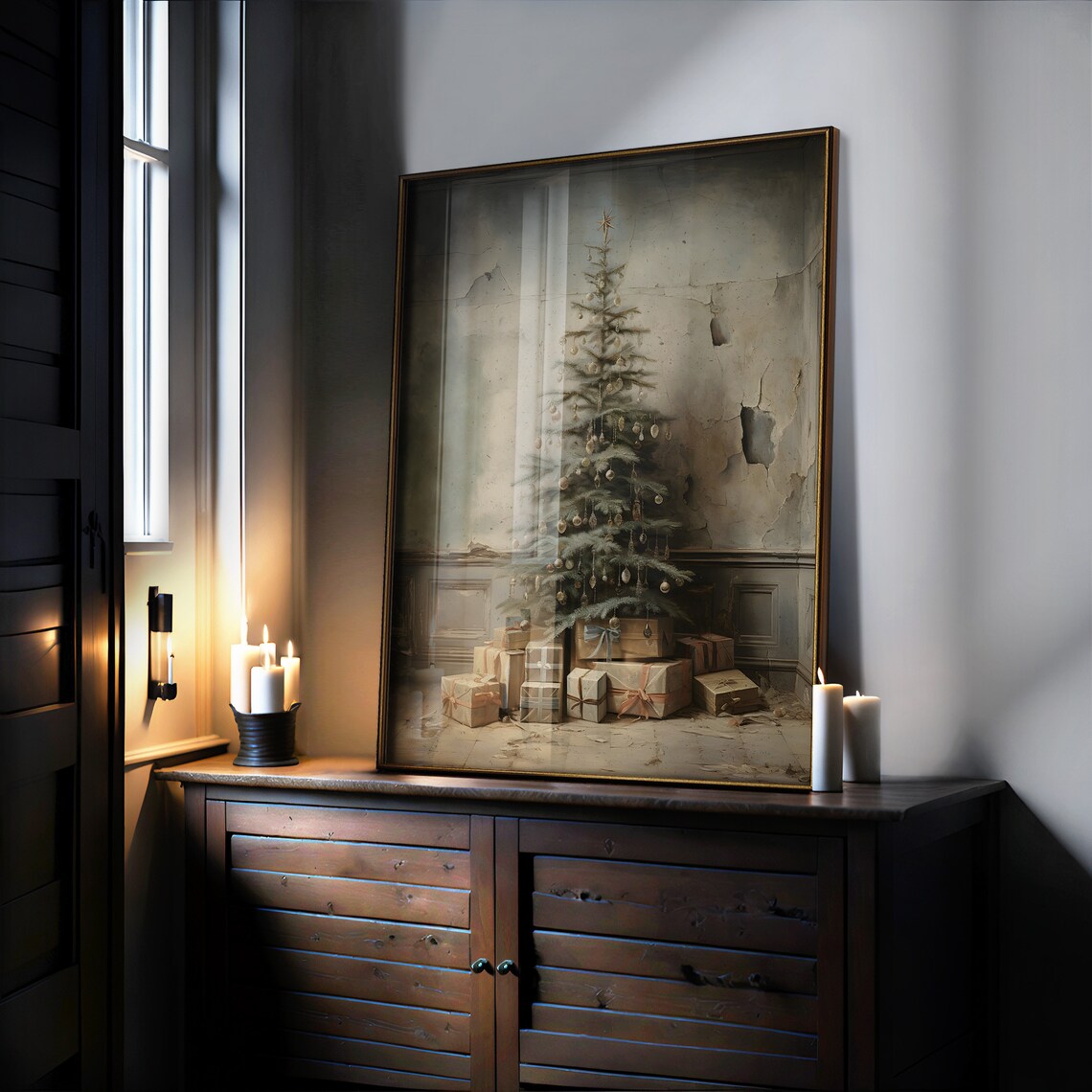 Rustic Christmas Tree Art Print, Dark Cottagecore - Image 5