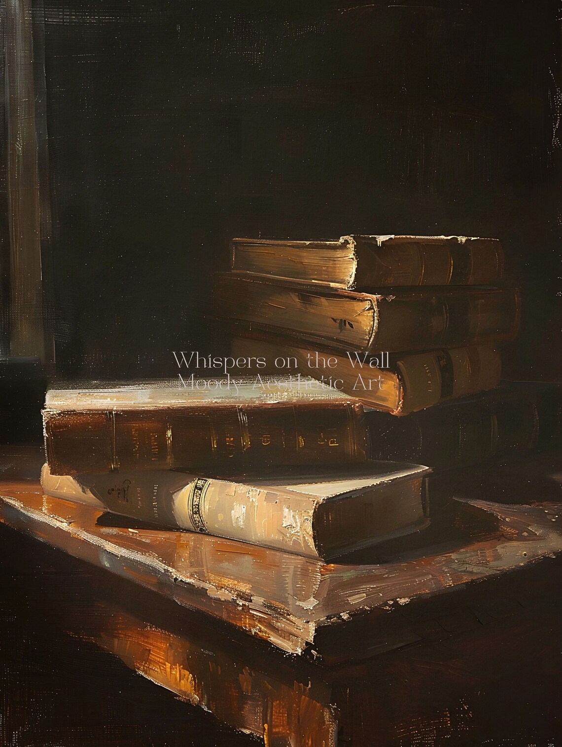 Book Stack Art Print, Dark Academia Decor - Image 5