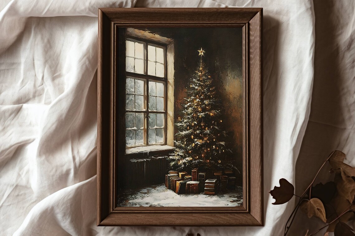 Vintage Christmas Tree Art Print, Dark Cottagecore - Image 6