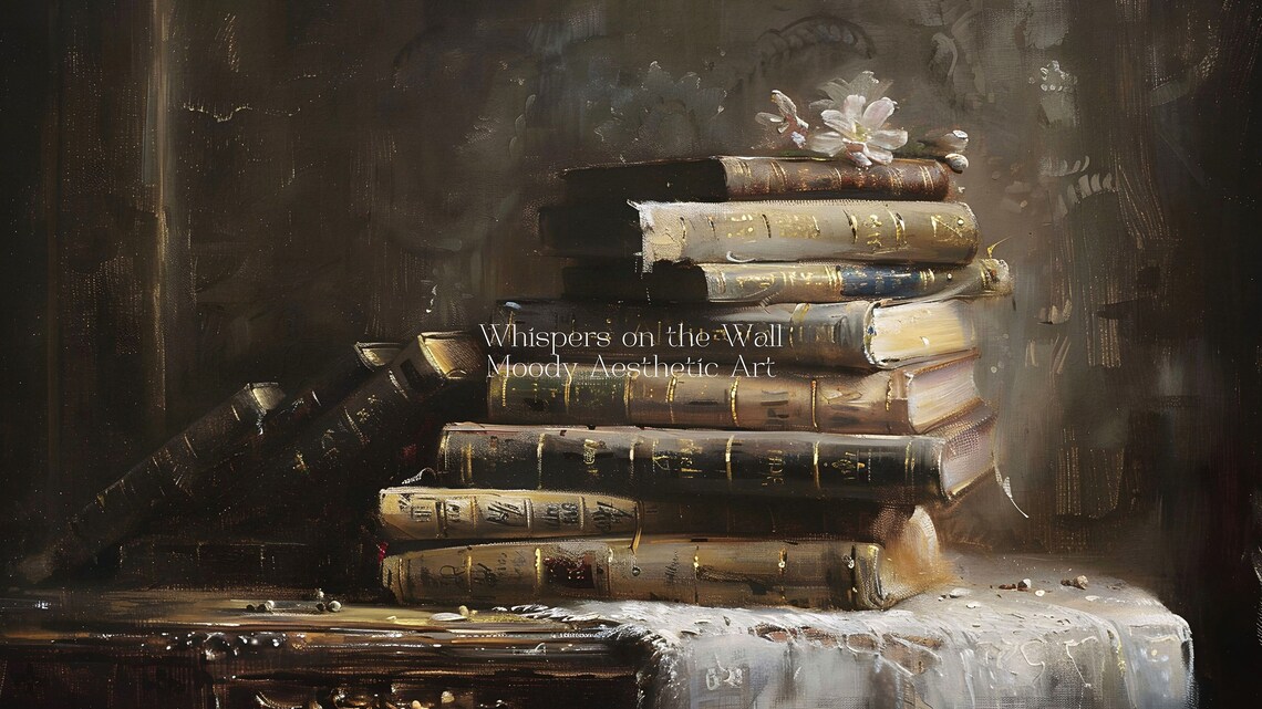 Dark Academia Book Pile Frame Tv Art Moody Frame Tv Art Victorian Wall Art Romantic Decor Book Stack Artwork - Image 5