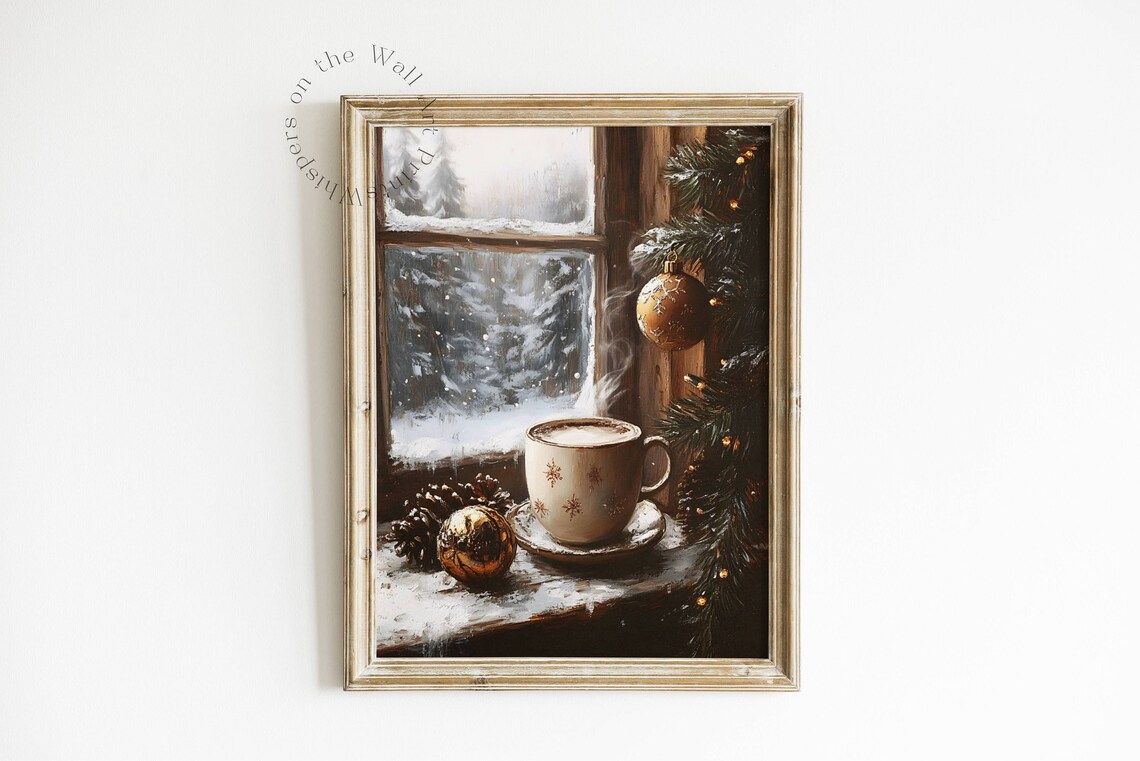 Christmas Hot Chocolate Cozy Winter Cottagecore Art Print - Image 6