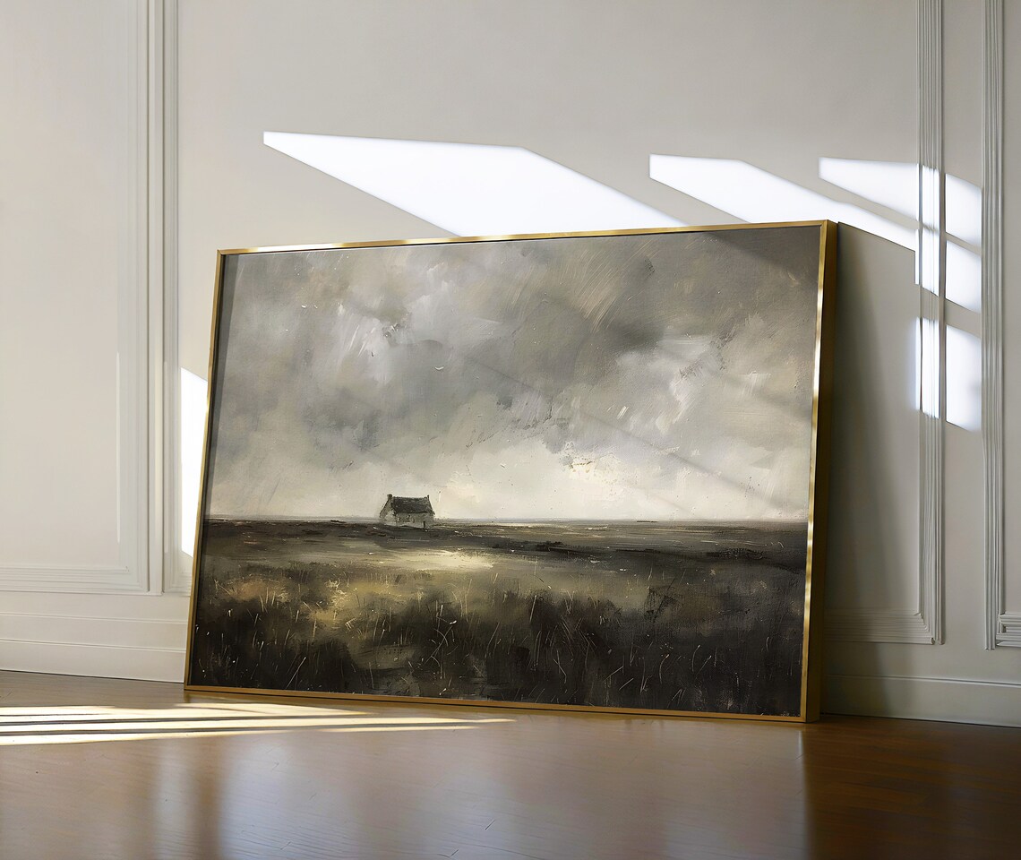 Cottage Landscape Painting Moody Wall Art Dark Academia Decor Living Room Art Nature Wall Art Dark Art Print Vintage Art - Image 6