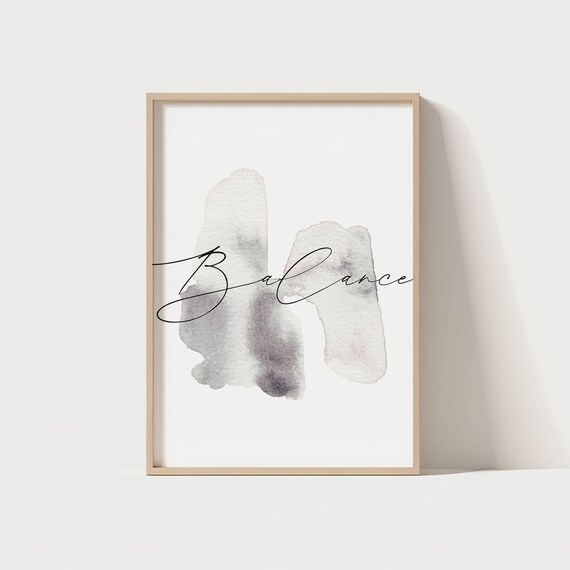 Balance Script Typography Minimalist Abstract Watercolor Poster