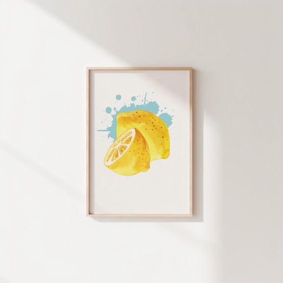 Watercolor Lemon Fresh Citrus Fruit Kitchen Wall Decor Poster