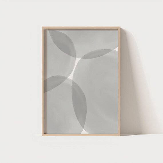 Pastel Gray Abstract Wall Art Modern Minimal Geometric Poster Soft Tone Scandinavian Home Decor Boho Style