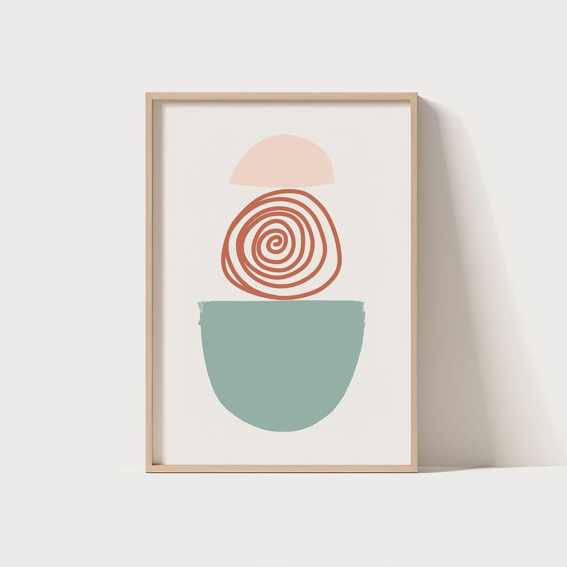 Blush Spiral Terracotta Sage Half Disc Minimalist Abstract Wall Print