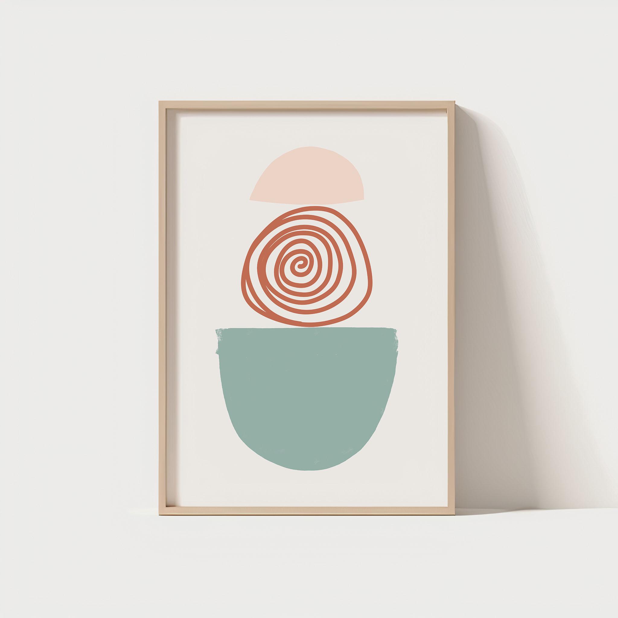 Mid Century Modern Abstract Wall Art Print Boho Minimalist Geometric Poster Scandinavian Style Decor