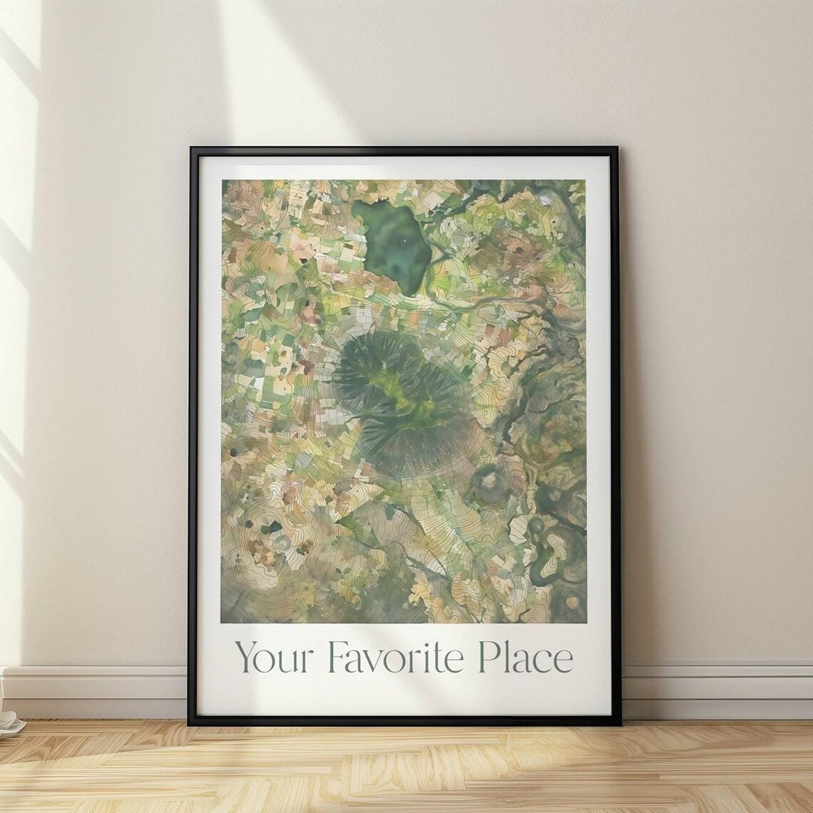 Custom Topographic Map, Watercolor Earth Colors