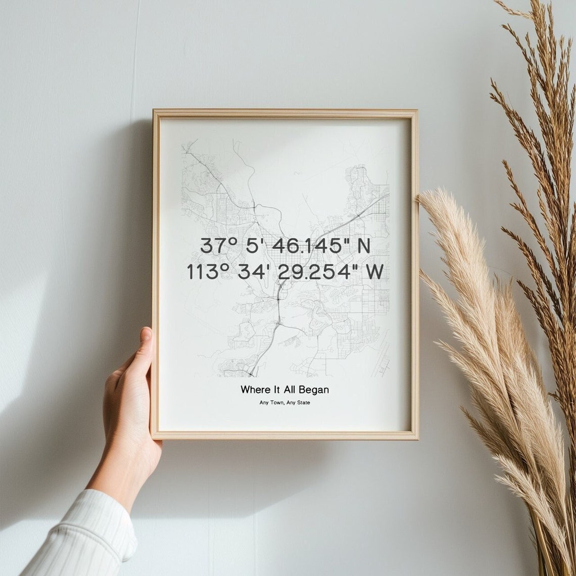 Where It All Began Coordinates Map, Anniversary Gift Print