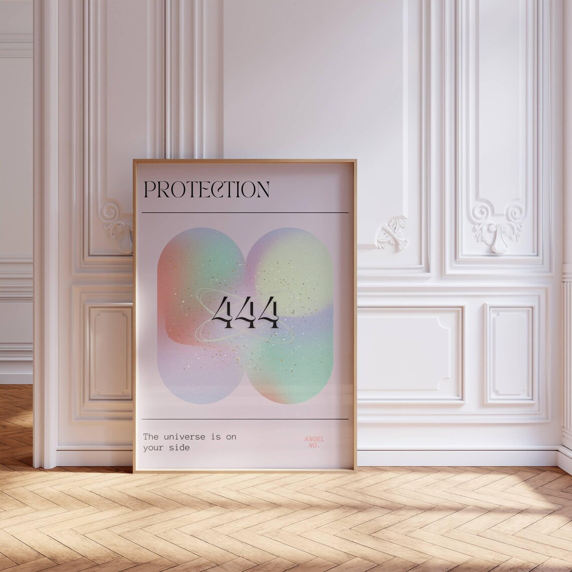 444 Protection Angel Number Aura Positive Healing Energy Art Poster