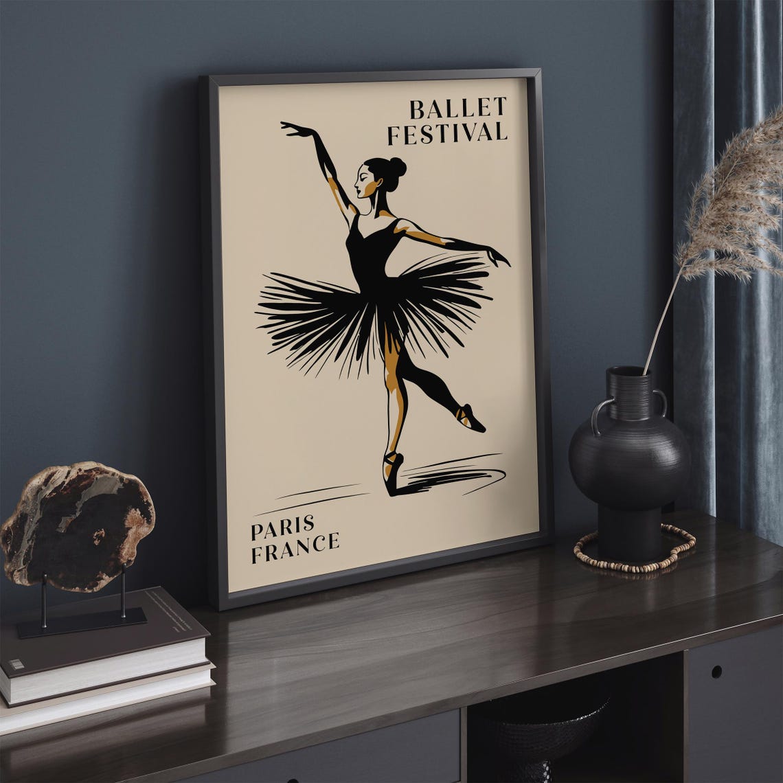 Ballet Festival Paris France Black Tutu Ballerina Silhouette Poster - Image 5
