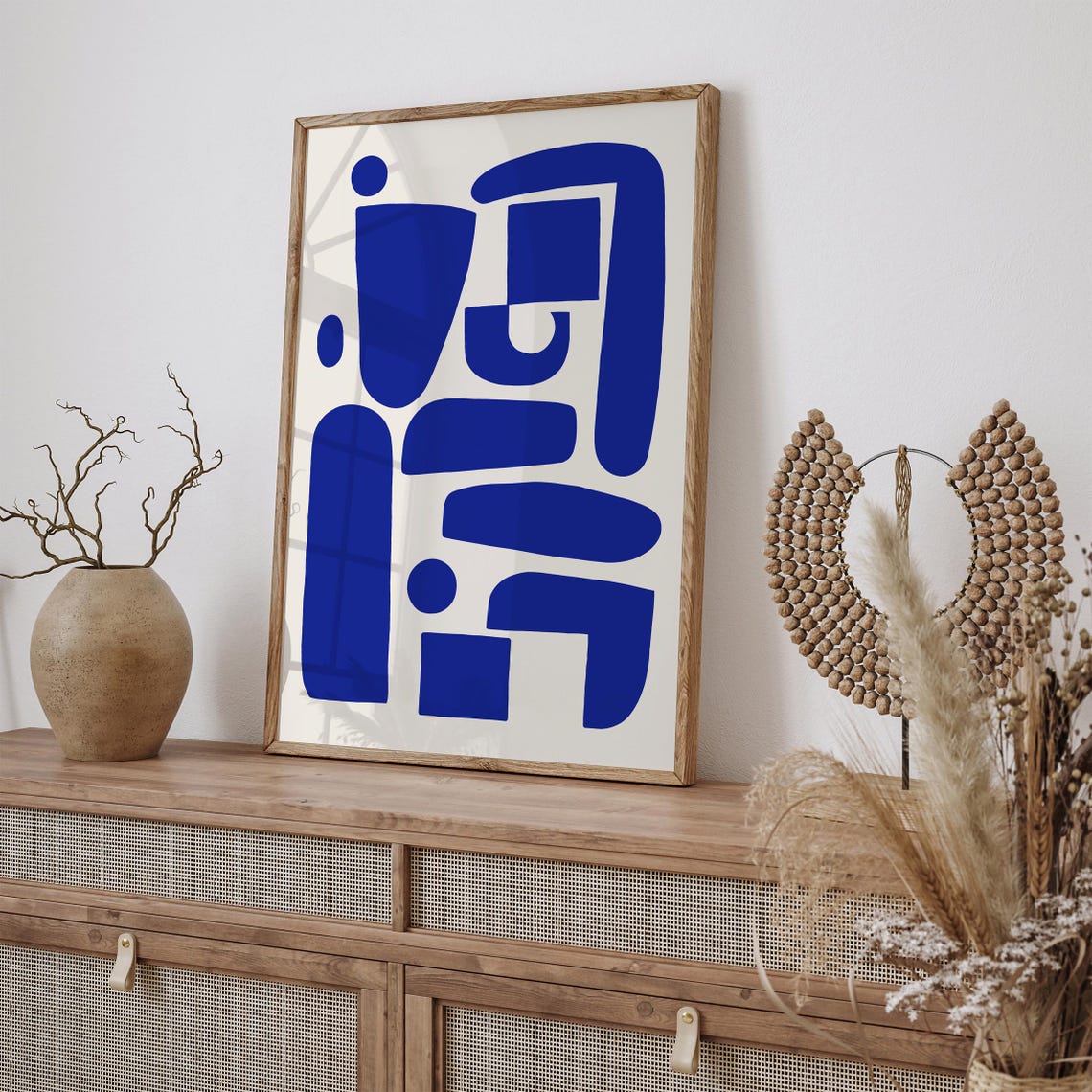 Modern Striking Cobalt Blue Geometric Abstract Shapes Poster - Image 6