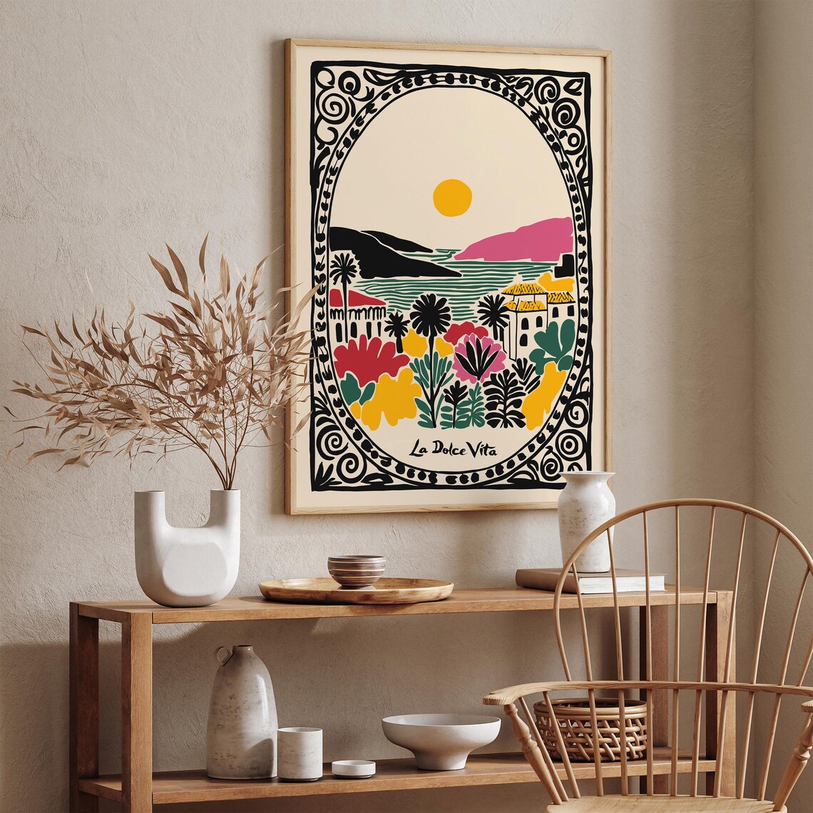 Vintage La Dolce Vita Italy Travel Poster Retro Mediterranean Art Print Coastal Landscape Print Italian Airbnb Wall Decor 24x36 18x24 - Image 4