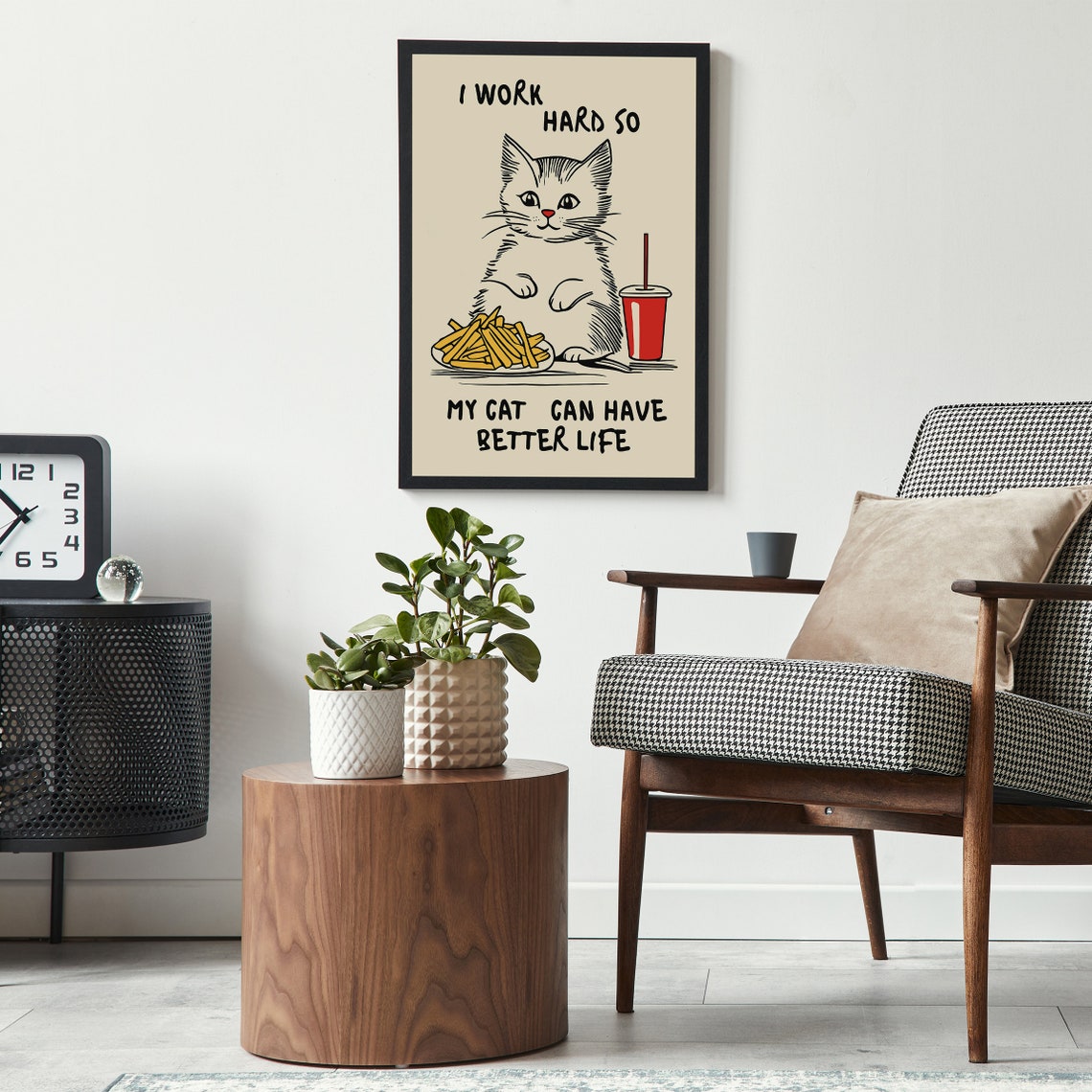Chubby Cat Funny I Work Hard So My Cat Can Have Better Life Poster - Image 3