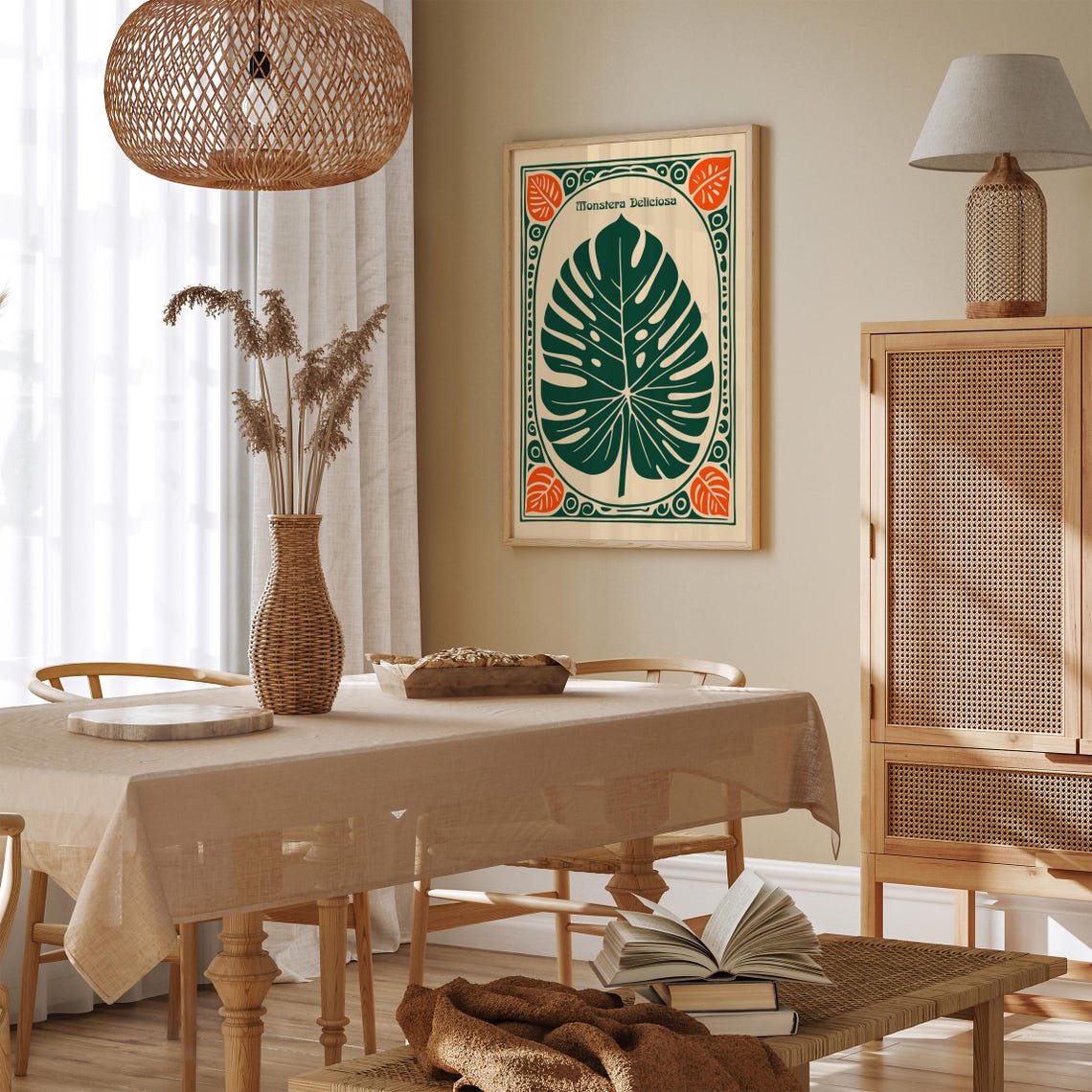 Monstera Deliciosa Green Leaf Vintage Botanical Home Decor Poster - Image 2