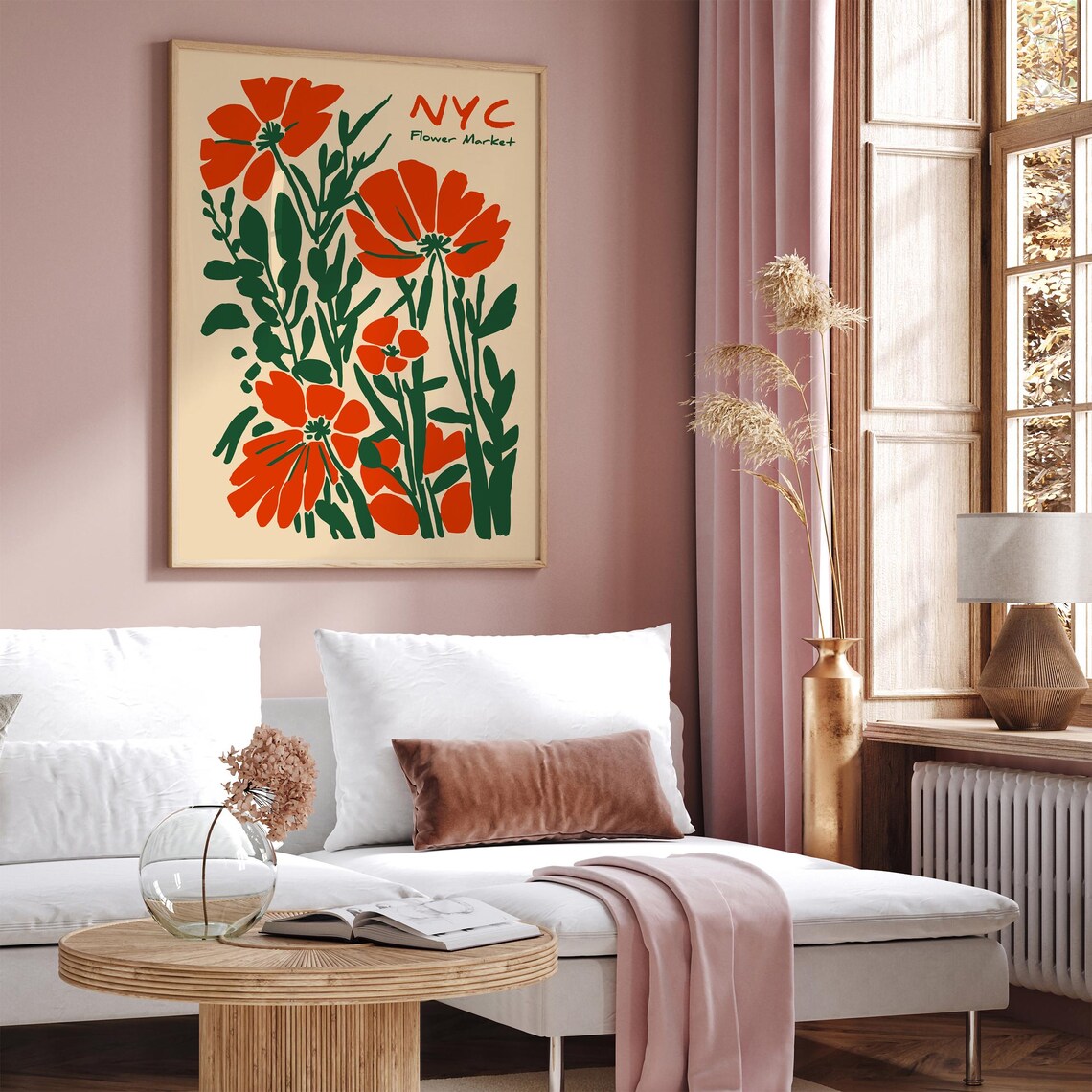 NYC Flower Market Orange Poppies Bold Graphic Floral Wall Art - Image 4
