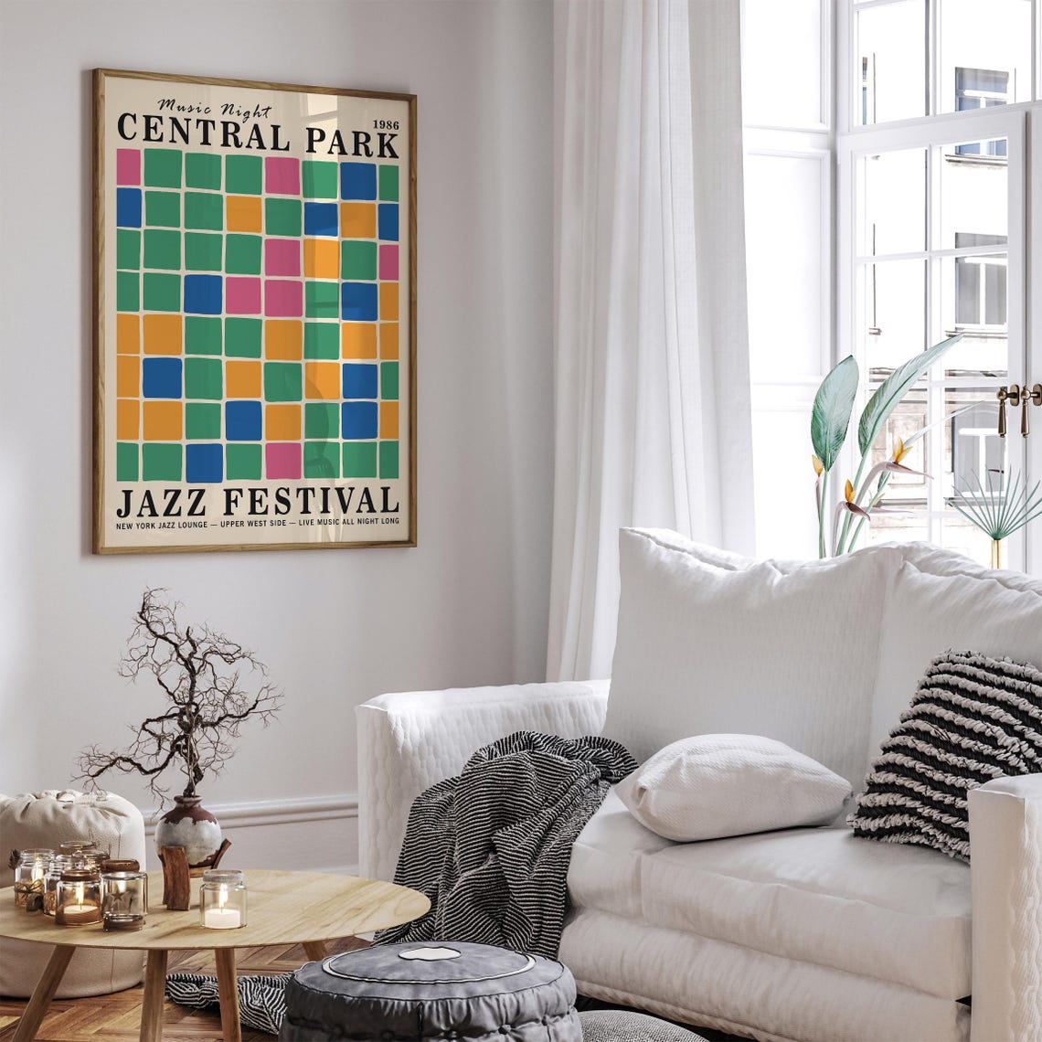 Vintage Music Night Central Park 1986 Jazz Festival Grid Poster - Image 3